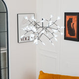 Modern Black Firefly LED Branch Chandelier Botanical Floral Ceiling Light Fixture
