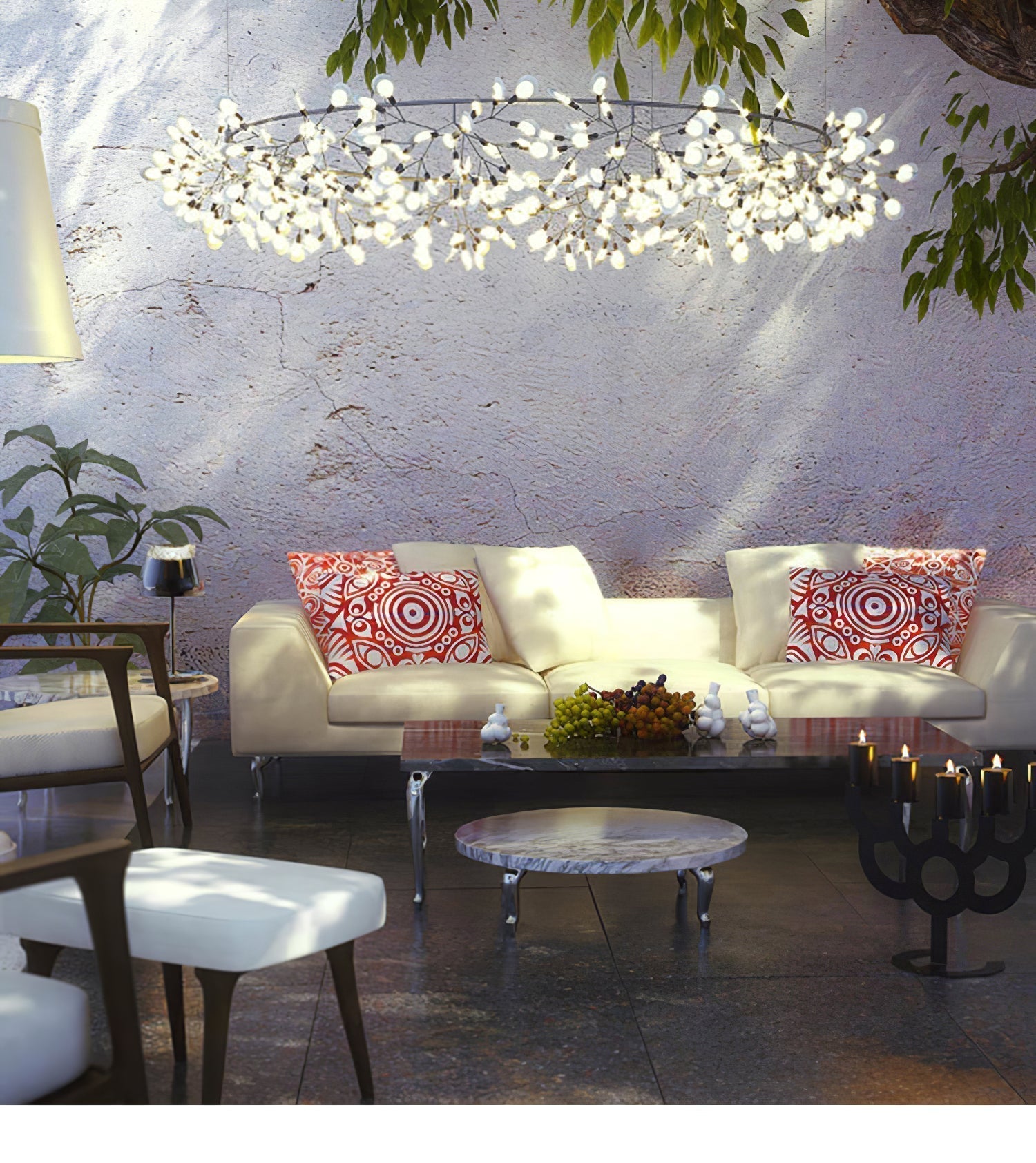 Modern Black Firefly LED Branch Chandelier Botanical Floral Ceiling Light Fixture