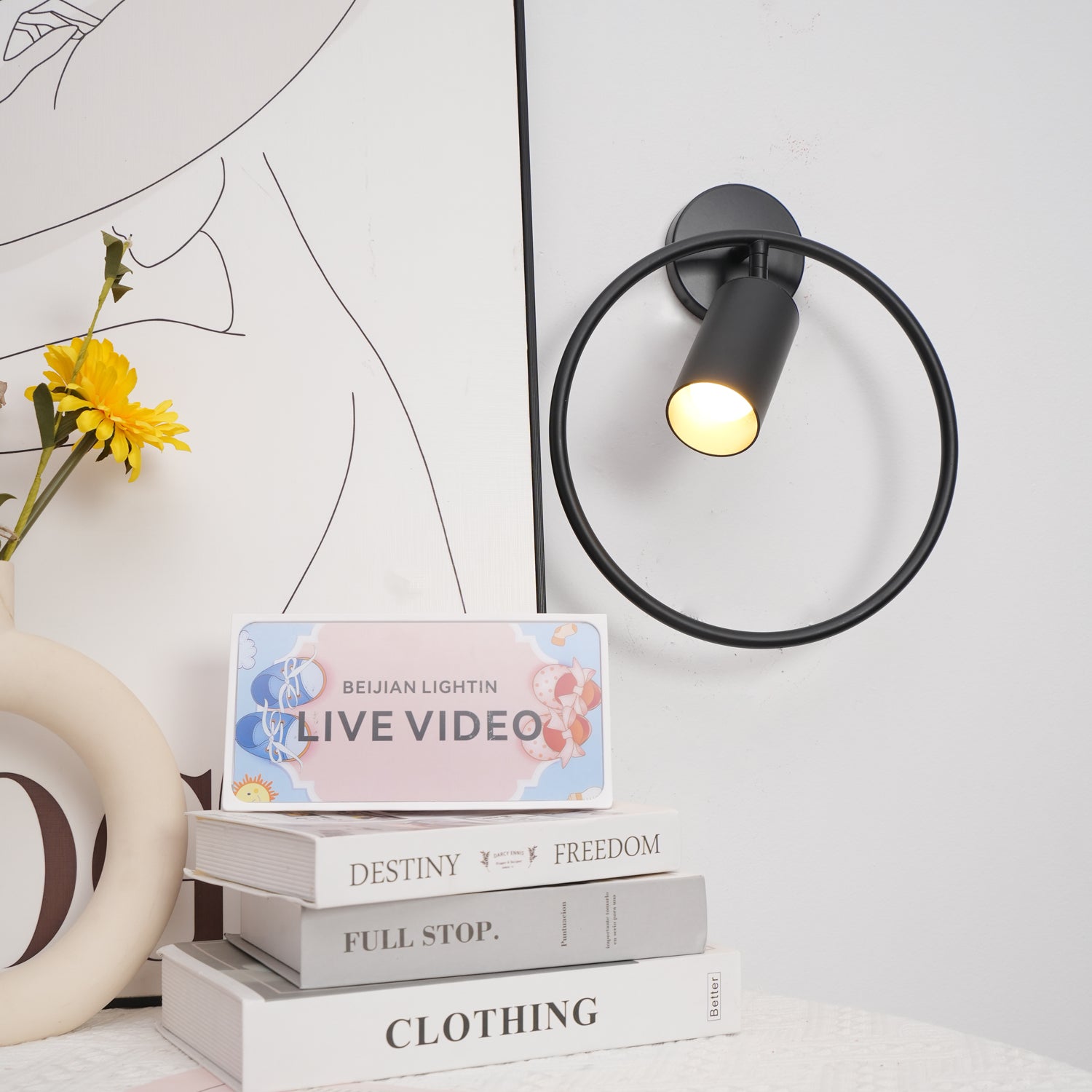 Modern Black Geometric Adjustable Wall Sconce for Bedside and Reading Nooks