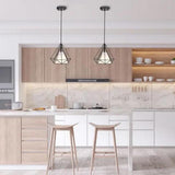Modern Black Geometric Island Chandelier 3 Light Lantern Pendant Fixture for Kitchen Dining Room