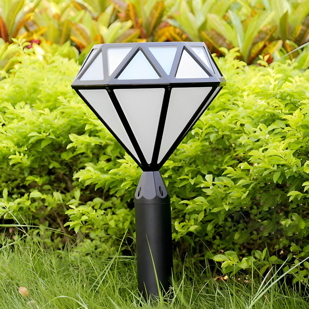 Modern Black Geometric LED Garden Pathway Light Waterproof Outdoor Aluminum Bollard Lamp