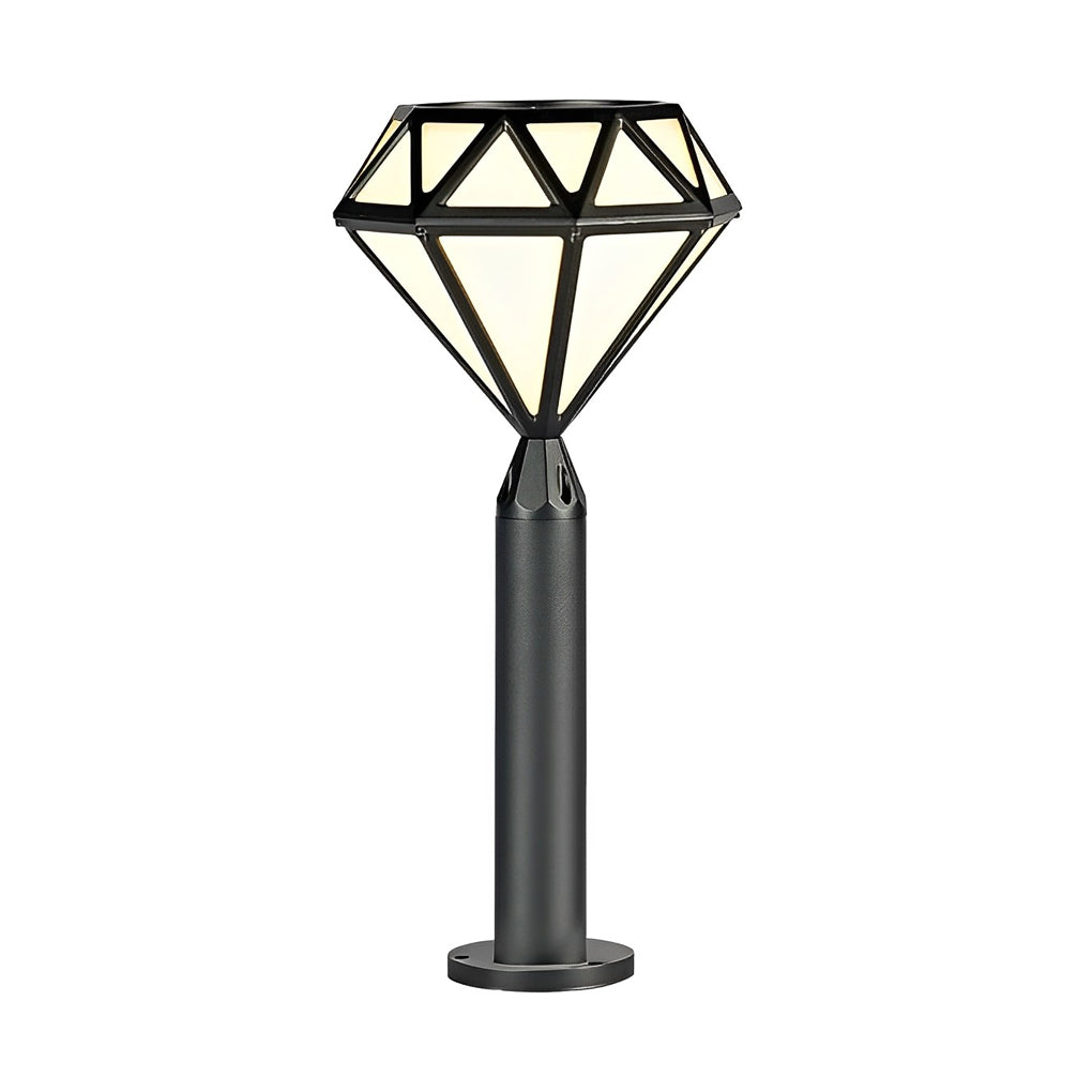 Modern Black Geometric LED Garden Pathway Light Waterproof Outdoor Aluminum Bollard Lamp