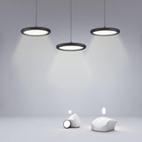 Modern Black Geometric LED Pendant Light 3 Piece Set for Dining Room and Kitchen Island