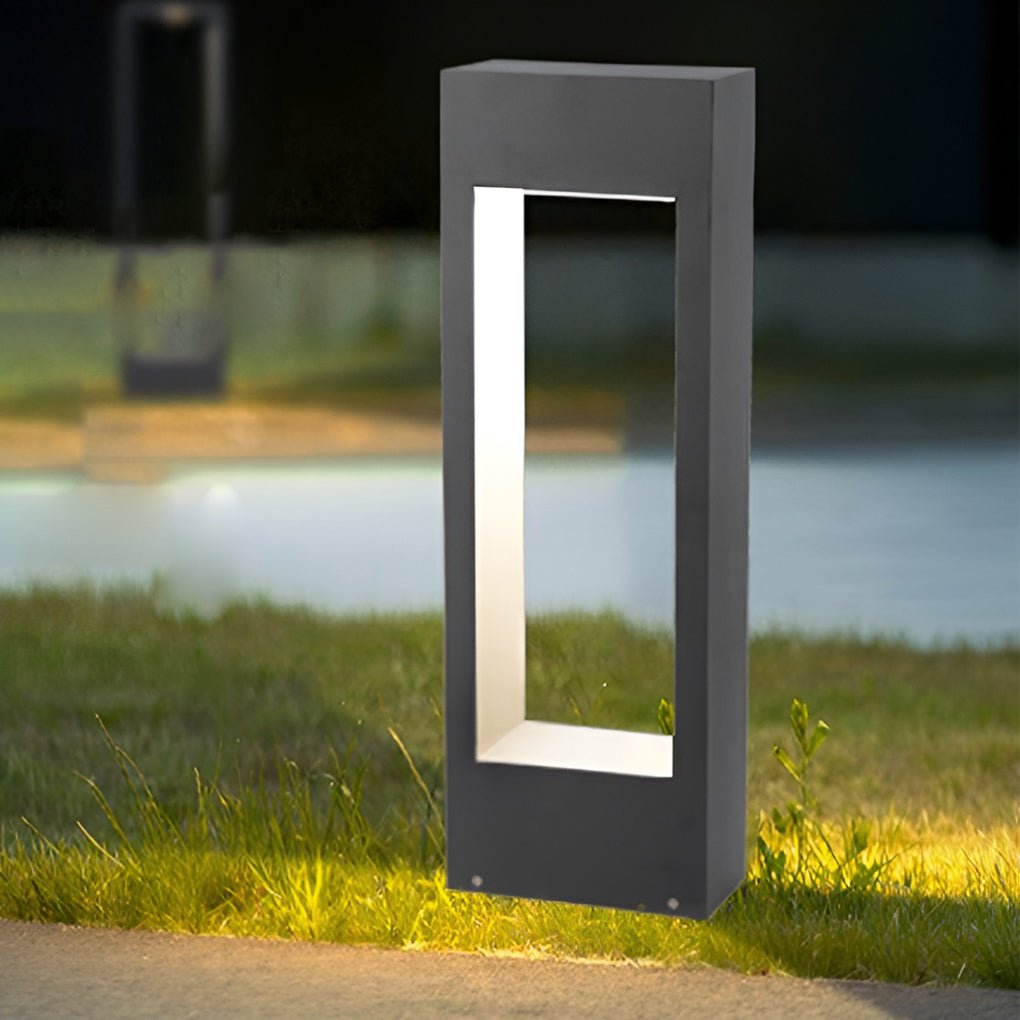 Modern Black Hollow Square LED Outdoor Path Light Waterproof Landscape Garden Lawn Post Lamp