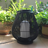 Modern Black Iron Woven Outdoor Lantern Portable Garden Patio Pillar Lamp for Table Ground