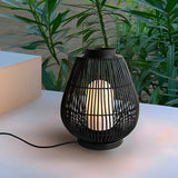 Modern Black Iron Woven Outdoor Lantern Portable Garden Patio Pillar Lamp for Table Ground