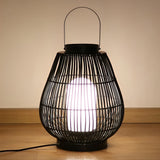 Modern Black Iron Woven Outdoor Lantern Portable Garden Patio Pillar Lamp for Table Ground