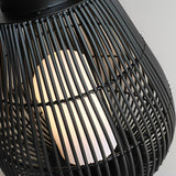 Modern Black Iron Woven Outdoor Lantern Portable Garden Patio Pillar Lamp for Table Ground
