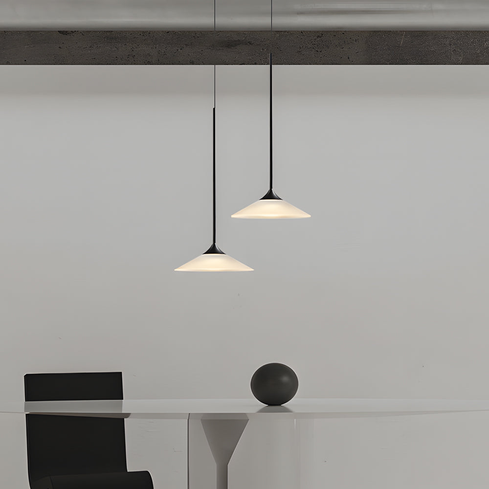 Modern Black LED Cone Pendant Light with White Acrylic Shade and Adjustable Cord 5W