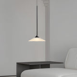 Modern Black LED Cone Pendant Light with White Acrylic Shade and Adjustable Cord 5W