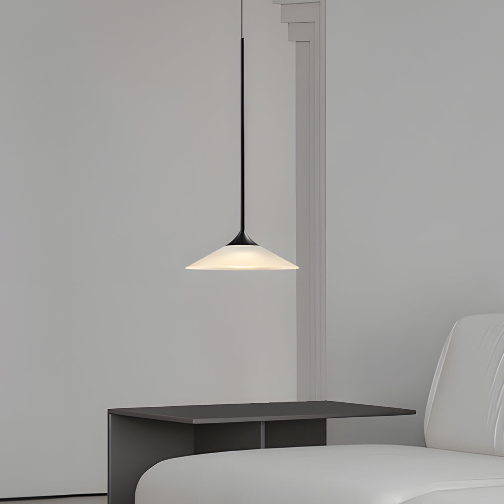 Modern Black LED Cone Pendant Light with White Acrylic Shade and Adjustable Cord 5W