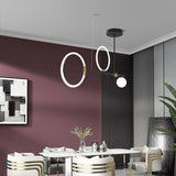 Modern Black LED Island Chandelier Circular Glass Pendant Light for Dining Room