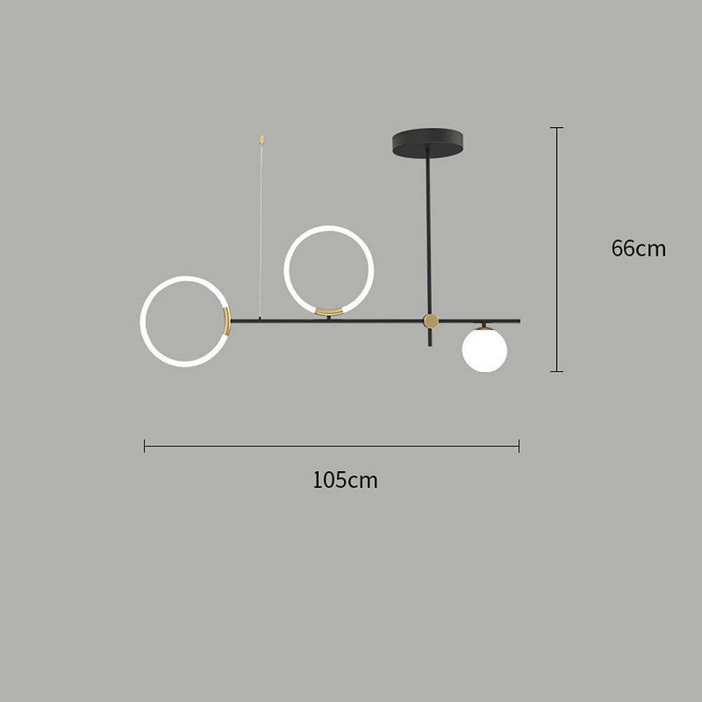 Modern Black LED Island Chandelier Circular Glass Pendant Light for Dining Room