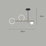 Modern Black LED Island Chandelier Circular Glass Pendant Light for Dining Room