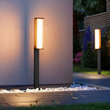 Modern Black LED Outdoor Pathway Light Waterproof Stainless Steel Garden Lawn Bollard Lamp