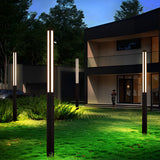 Modern Black LED Outdoor Pole Light Waterproof Minimalist Garden Yard Lamp Post for Villa