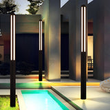 Modern Black LED Outdoor Pole Light Waterproof Minimalist Garden Yard Lamp Post for Villa