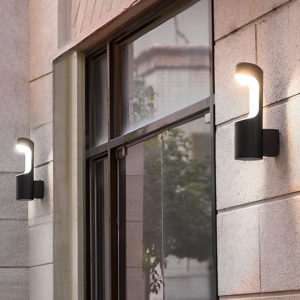 Modern Black LED Outdoor Wall Light Waterproof Aluminum Exterior Sconce for Garden Balcony