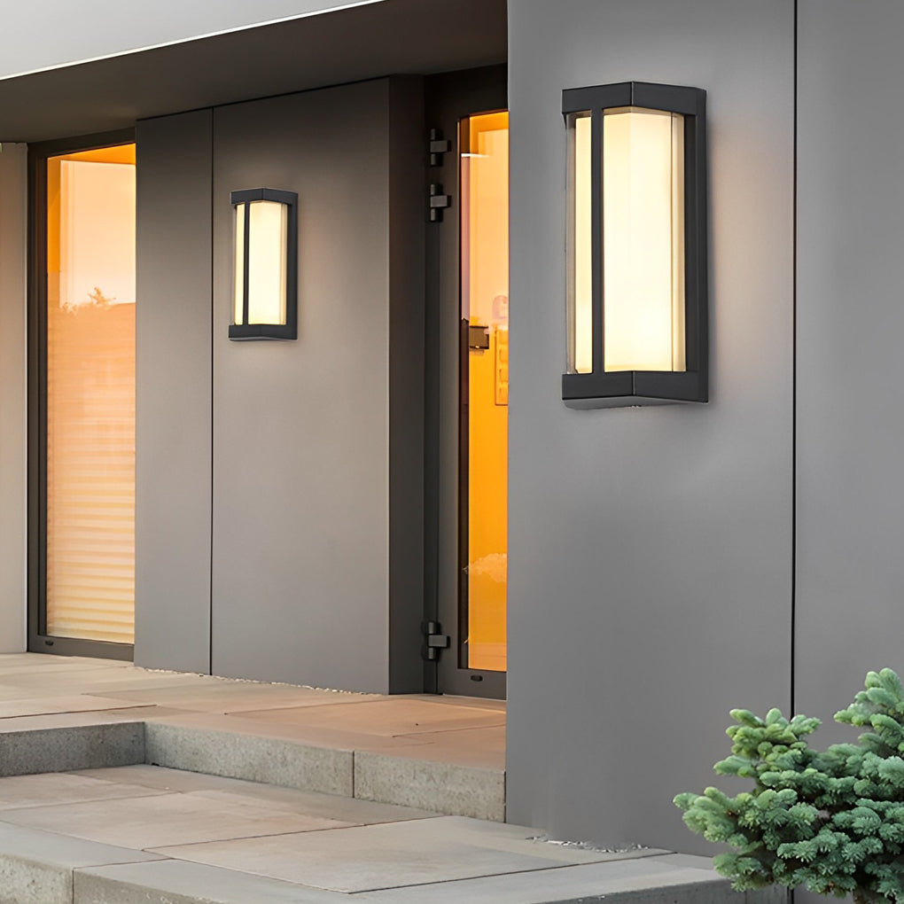 Modern Black LED Outdoor Wall Light Waterproof IP65 Exterior Sconce with Double Acrylic Shade