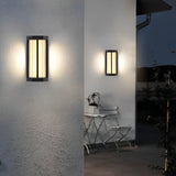 Modern Black LED Outdoor Wall Light Waterproof IP65 Exterior Sconce with Double Acrylic Shade