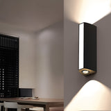 Modern Black LED Outdoor Wall Light Waterproof IP65 Rectangular Up and Down Sconce