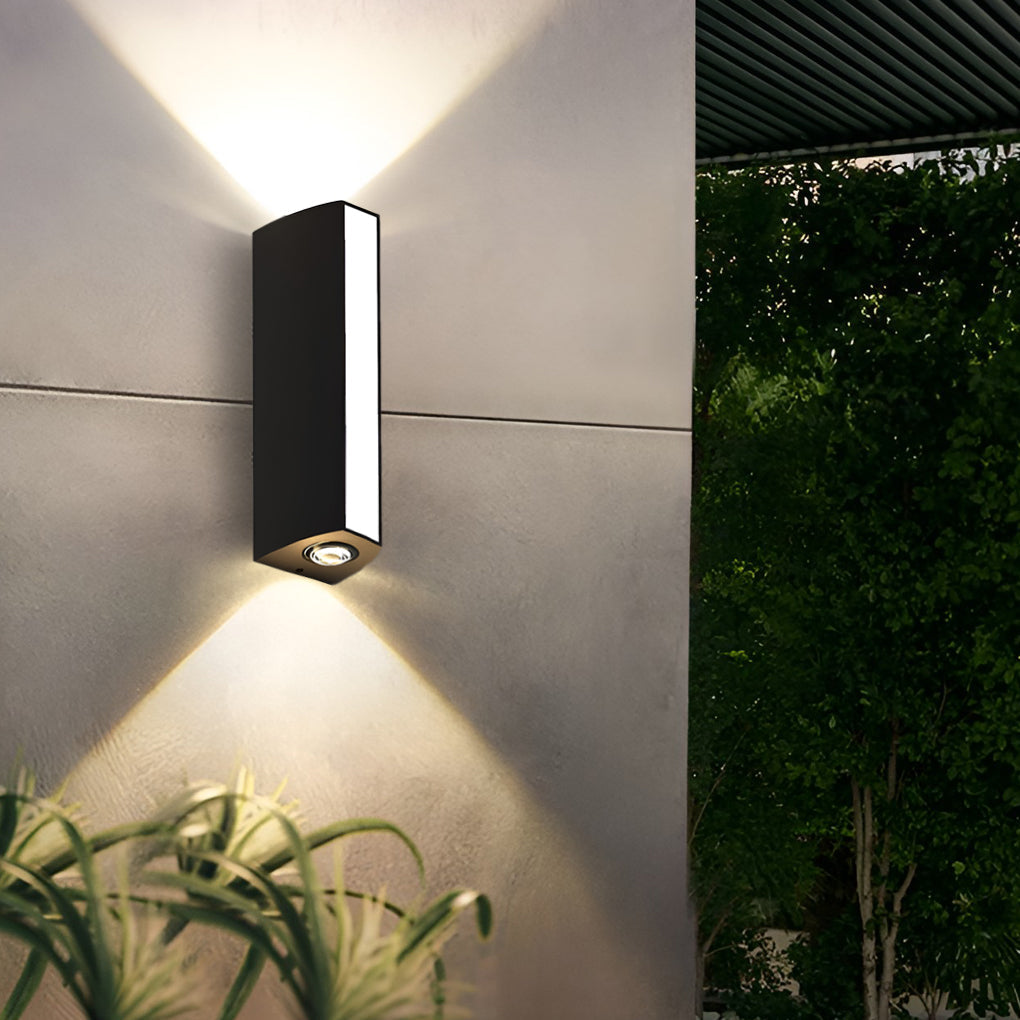 Modern Black LED Outdoor Wall Light Waterproof IP65 Rectangular Up and Down Sconce