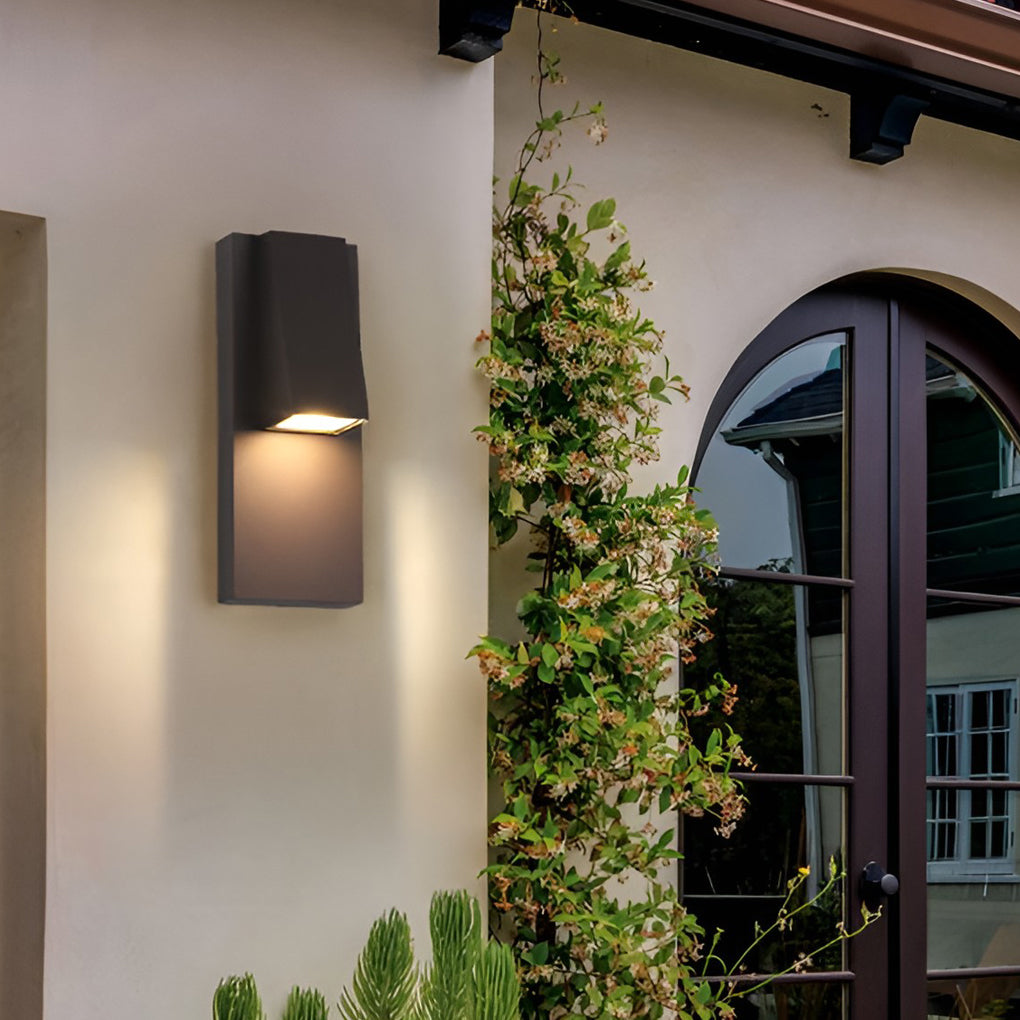 Modern Black LED Outdoor Wall Light Waterproof Rectangle Sconce for Porch and Patio