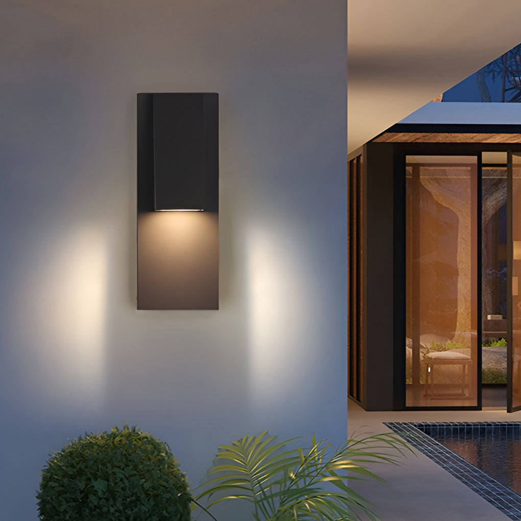 Modern Black LED Outdoor Wall Light Waterproof Rectangle Sconce for Porch and Patio