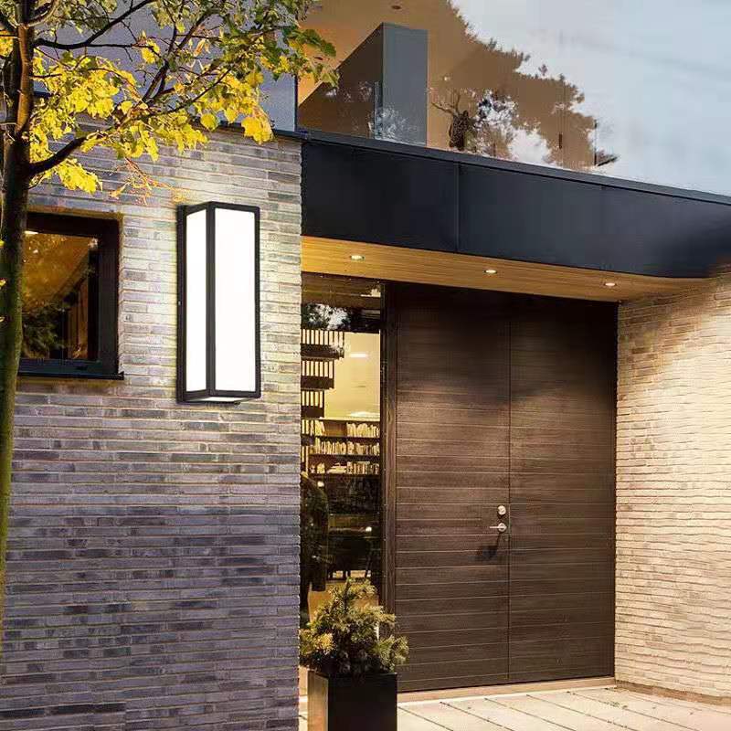 Modern Black LED Outdoor Wall Sconce Waterproof Exterior Minimalist Lighting for Porch and Garden