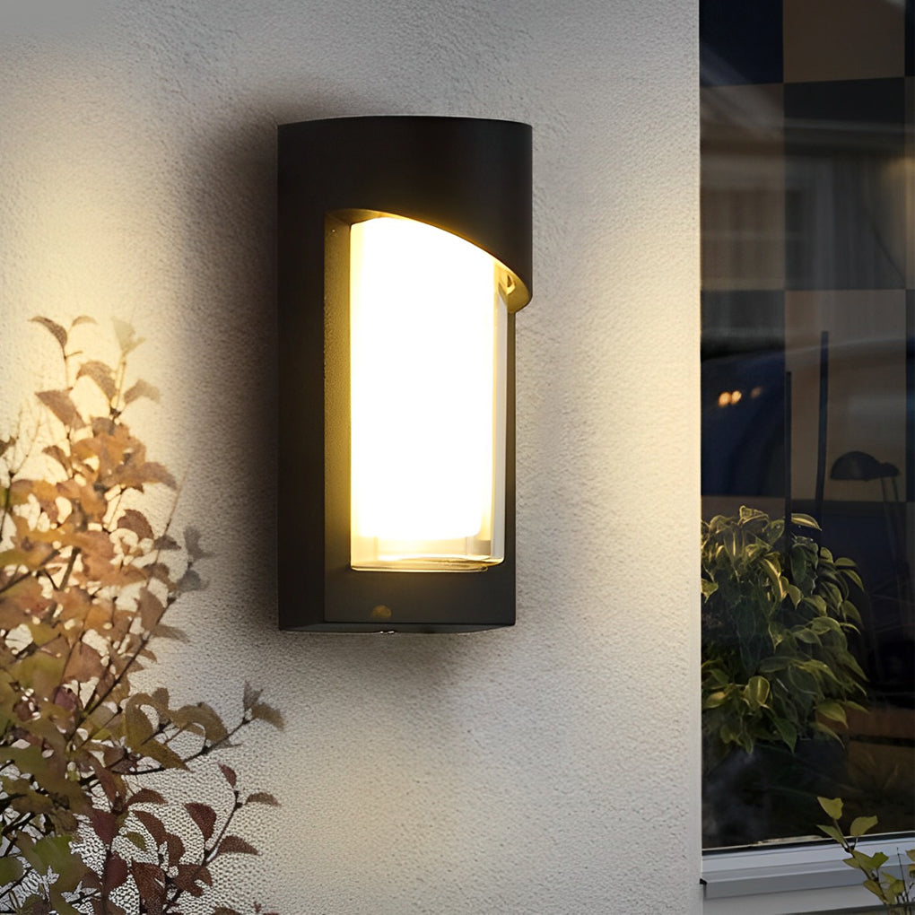 Modern Black LED Outdoor Wall Sconce Waterproof Exterior Porch Light for Balcony and Courtyard