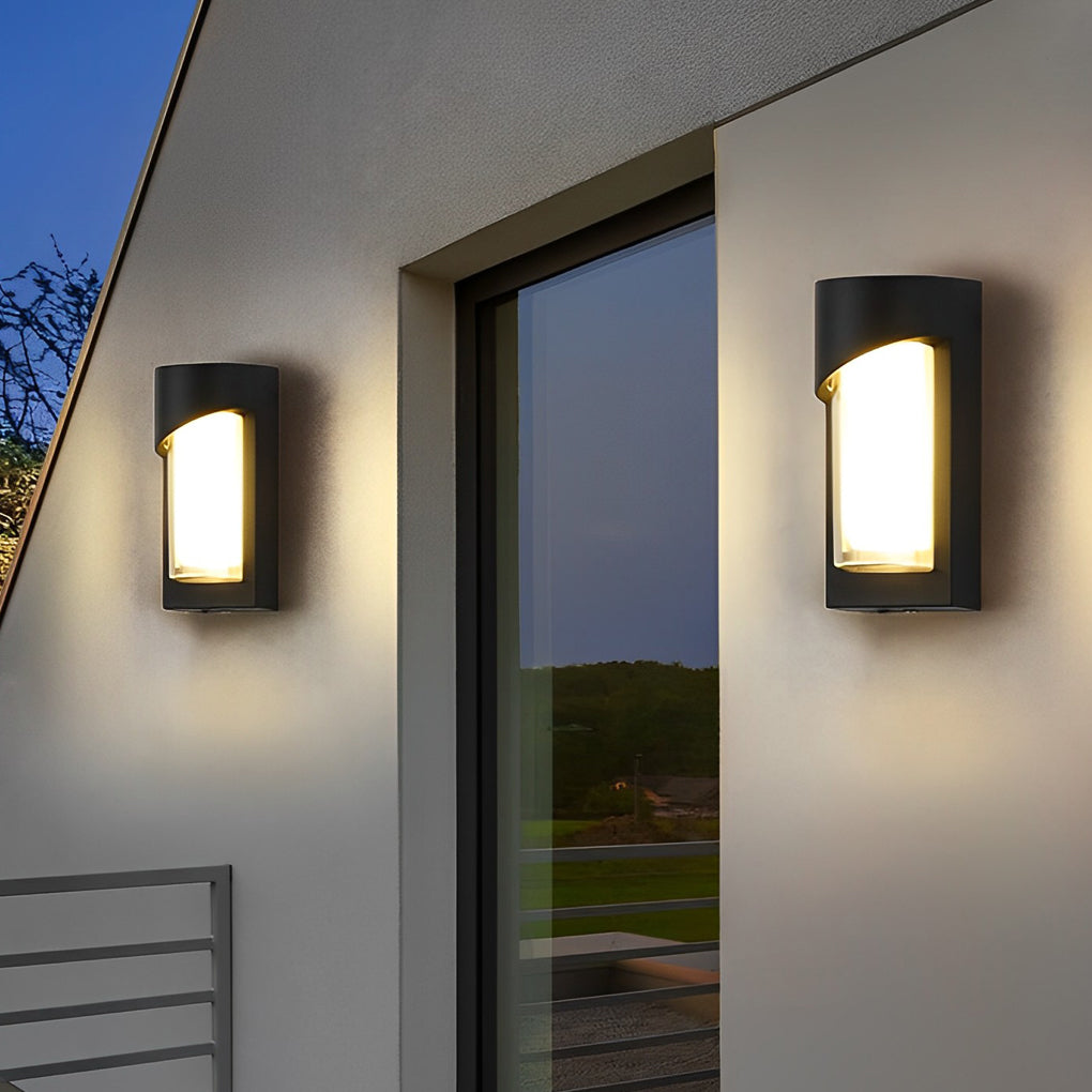 Modern Black LED Outdoor Wall Sconce Waterproof Exterior Porch Light for Balcony and Courtyard