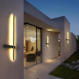 Modern Black LED Outdoor Wall Sconce Waterproof Linear Porch Light for Garden and Patio