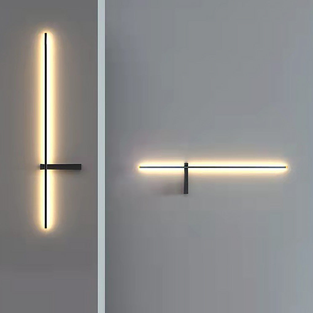 Modern Black LED Outdoor Wall Sconce Waterproof Linear Porch Light for Garden and Patio