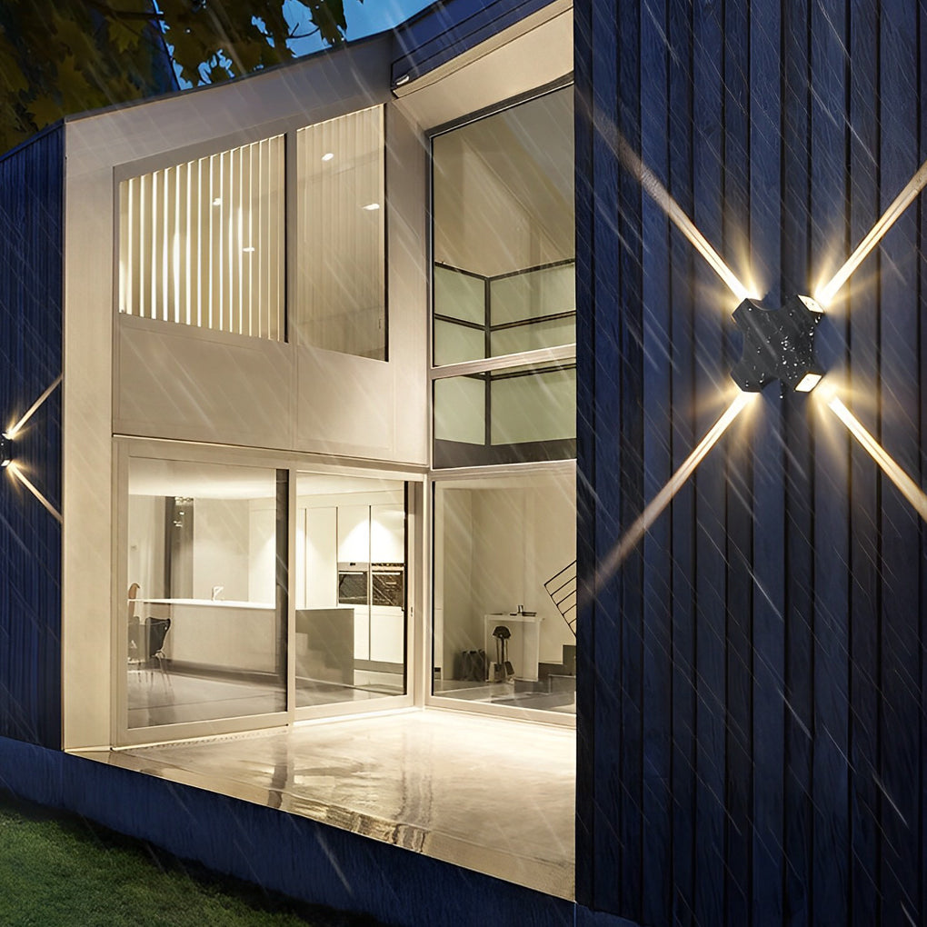 Modern Black LED Outdoor Wall Sconce Waterproof Starlight Decorative Garden Light for Yard and Patio