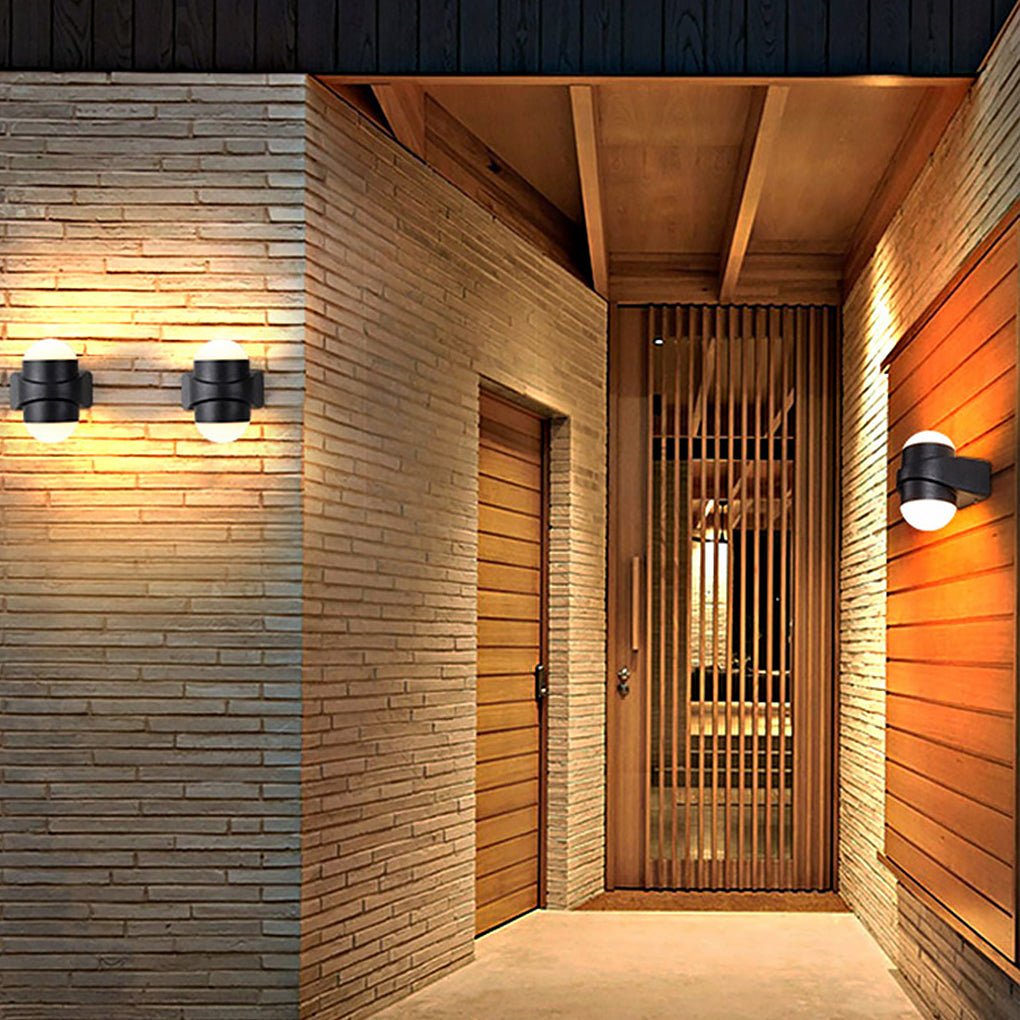 Modern Black LED Outdoor Wall Sconce Waterproof Up and Down Light Fixture for Villa and Patio