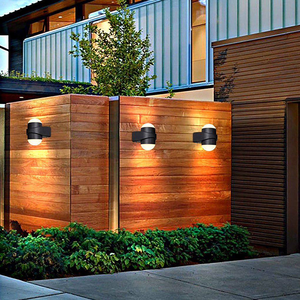 Modern Black LED Outdoor Wall Sconce Waterproof Up and Down Light Fixture for Villa and Patio