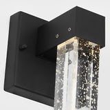 Modern Black LED Outdoor Wall Sconce with Bubble Crystal Shade 10W Waterproof Exterior Light