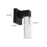 Modern Black LED Outdoor Wall Sconce with Bubble Crystal Shade 10W Waterproof Exterior Light