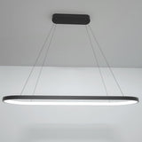 Modern Black LED Oval Pendant Light with Remote Control Dimmable Hanging Chandelier for Dining Room