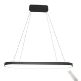 Modern Black LED Oval Pendant Light with Remote Control Dimmable Hanging Chandelier for Dining Room