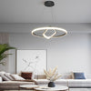 Modern Black LED Pendant Light with Rotatable Inner Ring and Stepless Dimming for Dining Room