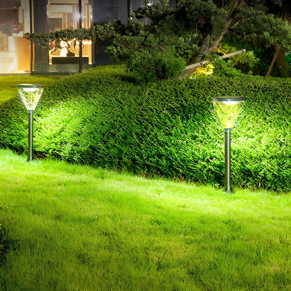 Modern Black LED Solar Pathway Lights Waterproof Outdoor Landscape Garden Post Lighting