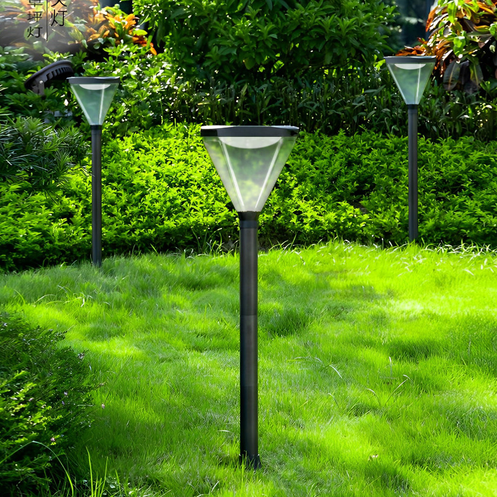 Modern Black LED Solar Pathway Lights Waterproof Outdoor Landscape Garden Post Lighting