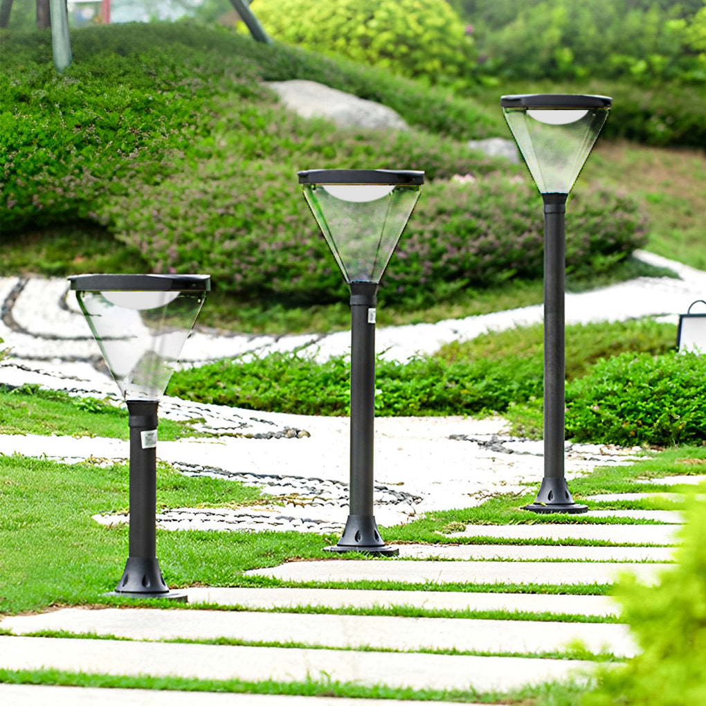 Modern Black LED Solar Pathway Lights Waterproof Outdoor Landscape Garden Post Lighting