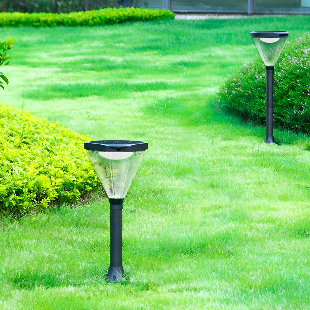 Modern Black LED Solar Pathway Lights Waterproof Outdoor Landscape Garden Post Lighting