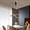 Modern Black LED Strip Pendant Light Stepless Dimming Chandelier with Remote Control for Living Room
