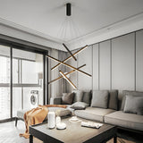 Modern Black LED Strip Pendant Light Stepless Dimming Chandelier with Remote Control for Living Room