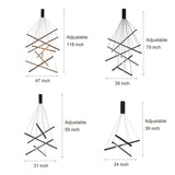 Modern Black LED Strip Pendant Light Stepless Dimming Chandelier with Remote Control for Living Room