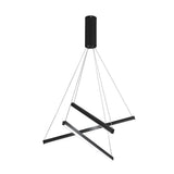Modern Black LED Strip Pendant Light Stepless Dimming Chandelier with Remote Control for Living Room