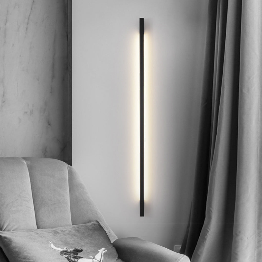 Modern Black LED Strip Wall Sconce Minimalist Postmodern 3 Step Dimming Lighting Fixture